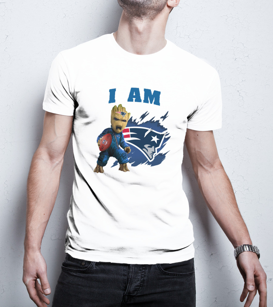 I Am Groot New England Patriots Football Character With Team T-Shirt