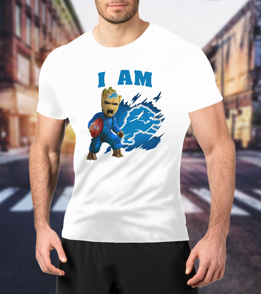 I Am Groot Detroit Lions Football Fan Mashup T-Shirt