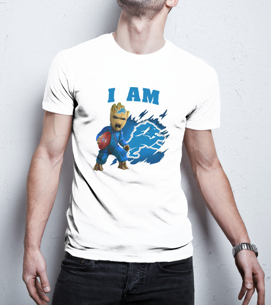 I Am Groot Detroit Lions Football Fan Mashup T-Shirt