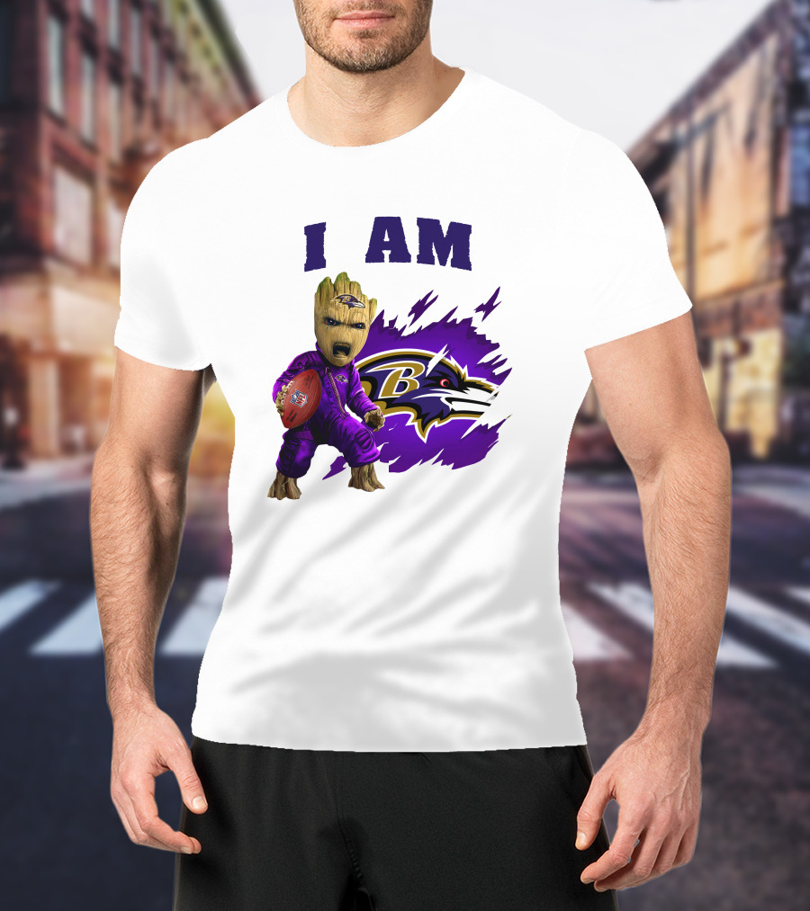 I Am Groot Baltimore Ravens Football Fan T-Shirt