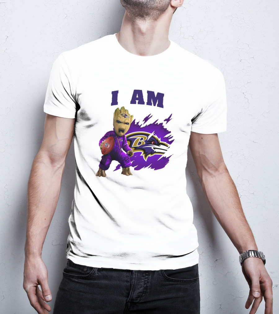 I Am Groot Baltimore Ravens Football Fan T-Shirt