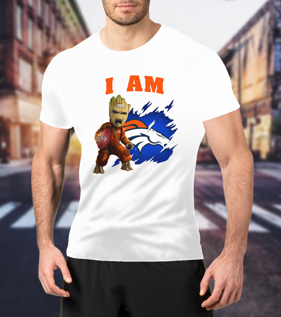 I Am Groot Denver Broncos Football Fan Character T-Shirt