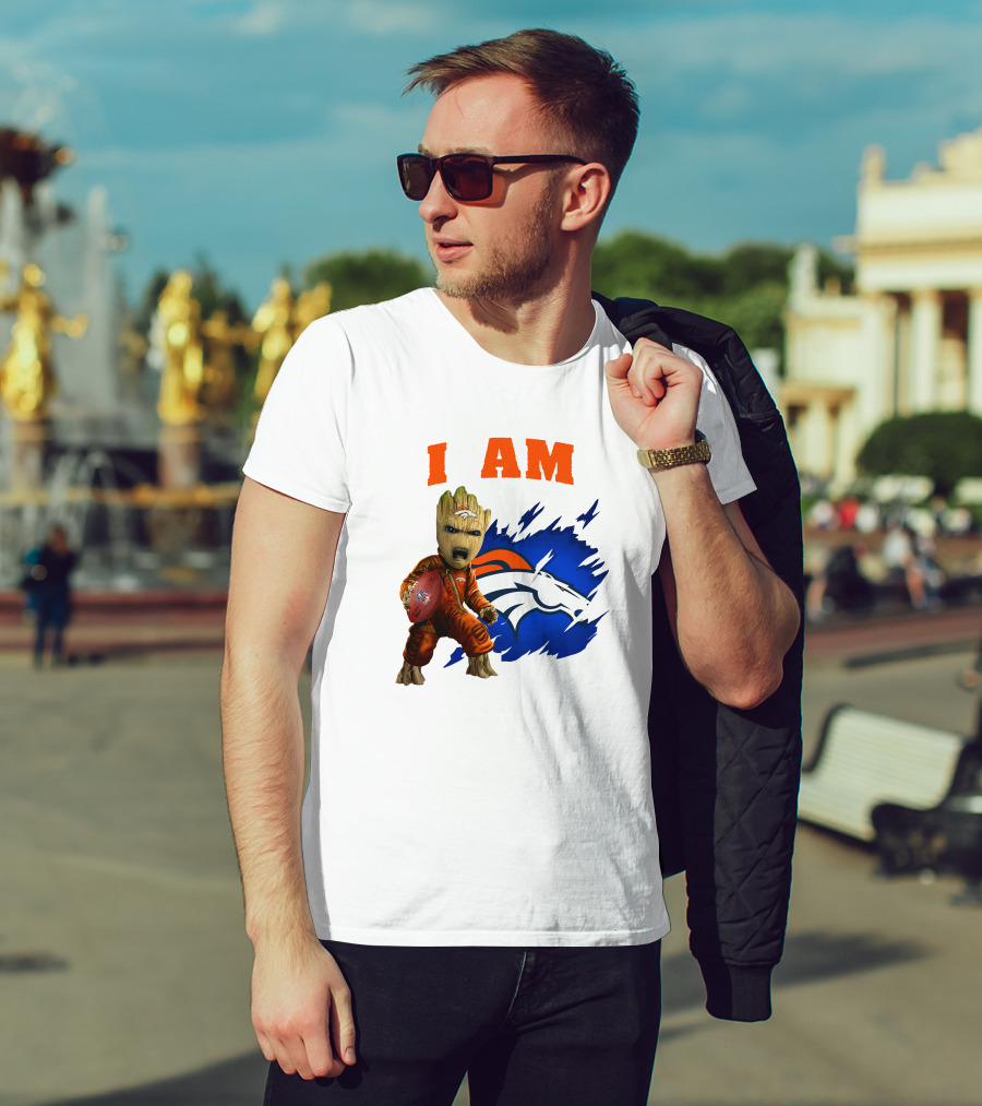 I Am Groot Denver Broncos Football Fan Character T-Shirt