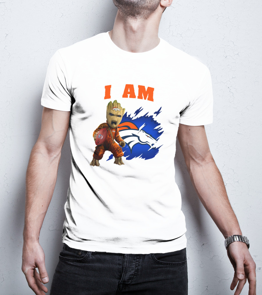 I Am Groot Denver Broncos Football Fan Character T-Shirt