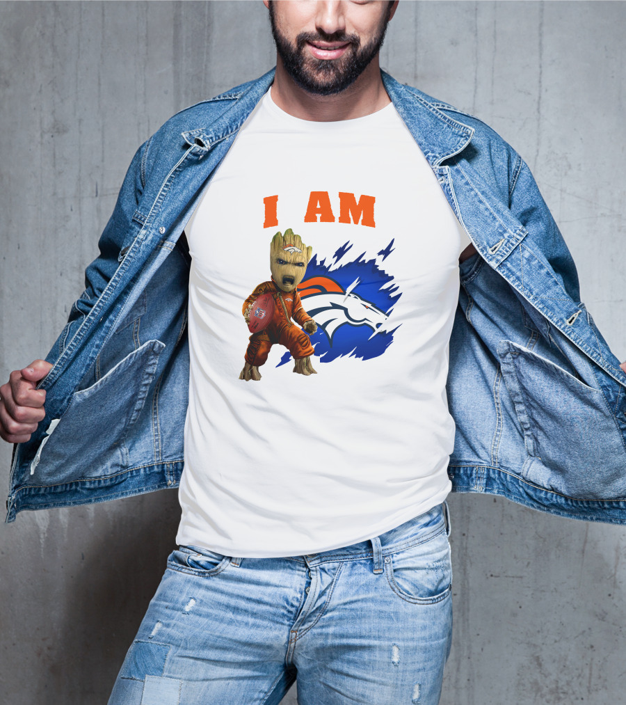 I Am Groot Denver Broncos Football Fan Character T-Shirt