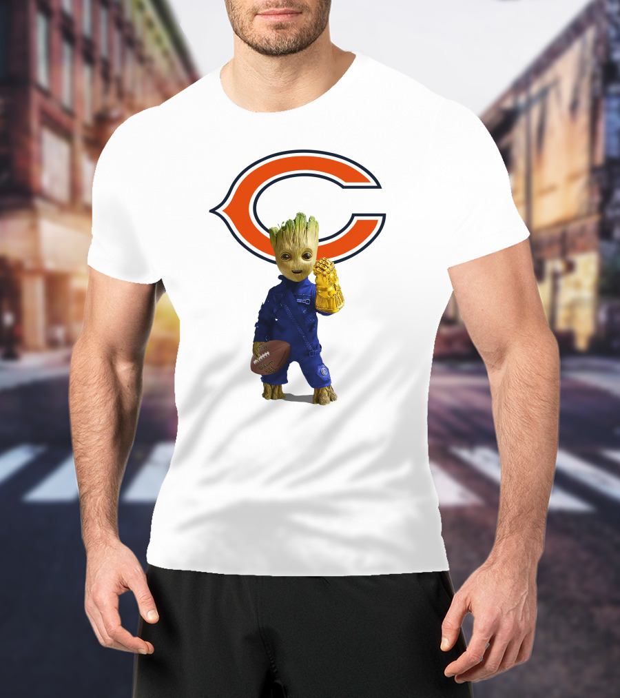 Chicago Bears Groot Football Infinity Gauntlet T-Shirt