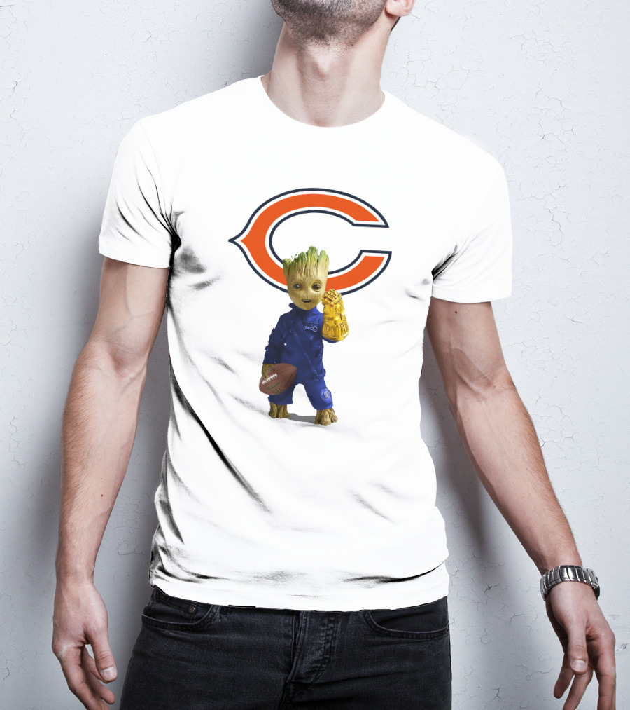Chicago Bears Groot Football Infinity Gauntlet T-Shirt