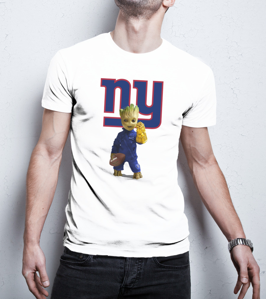 NY Giants Groot Football Infinity Gauntlet T-Shirt