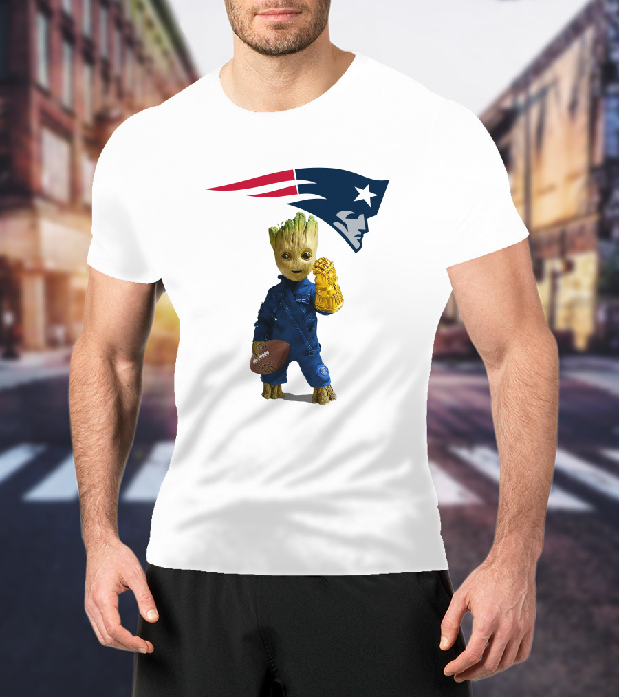 New England Patriots Groot Football Infinity Gauntlet T-Shirt