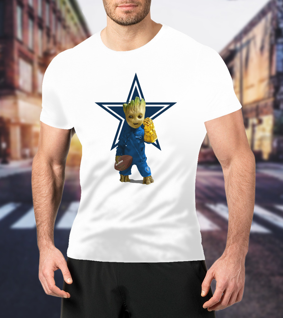 Dallas Cowboys Groot Football Infinity Gauntlet Star T-Shirt