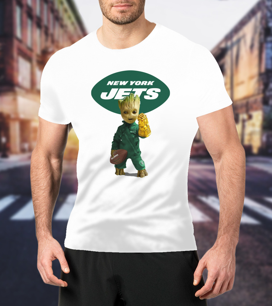 New York Jets Groot Football Marvel Crossover T-Shirt