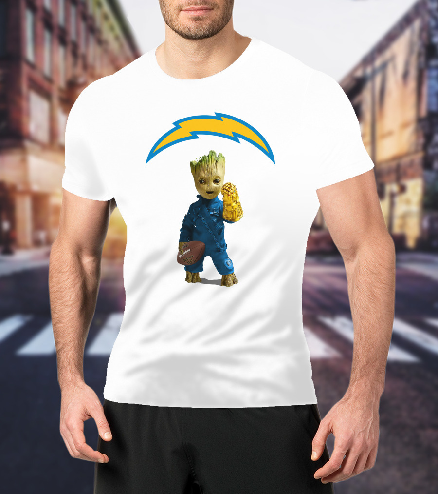 Los Angeles Chargers Groot Infinity Gauntlet Football T-Shirt
