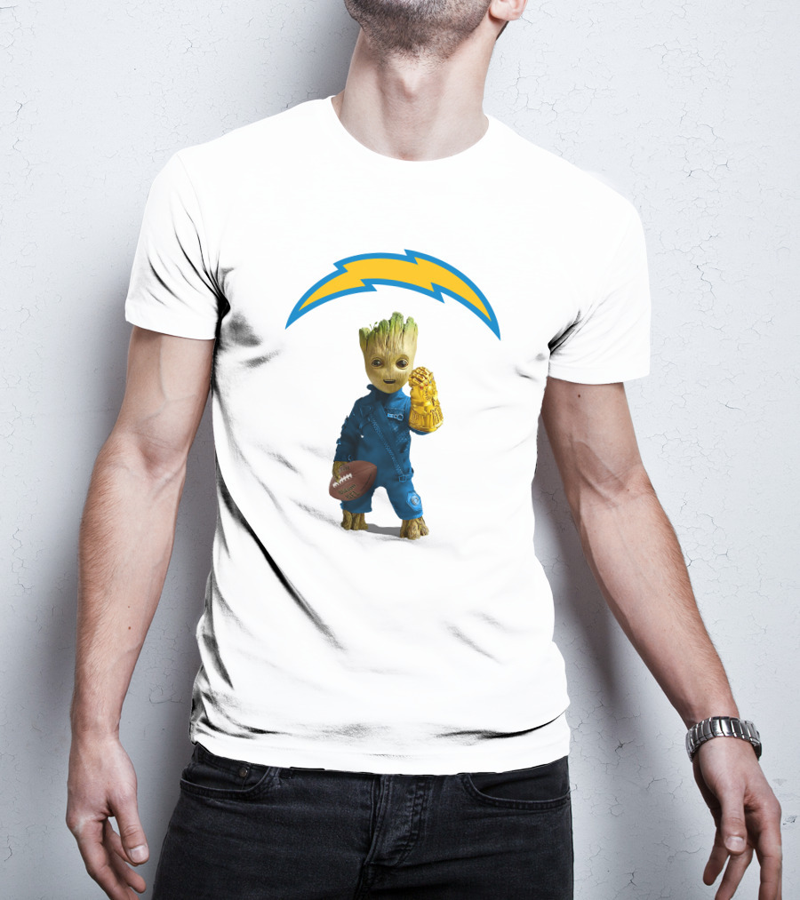 Los Angeles Chargers Groot Infinity Gauntlet Football T-Shirt