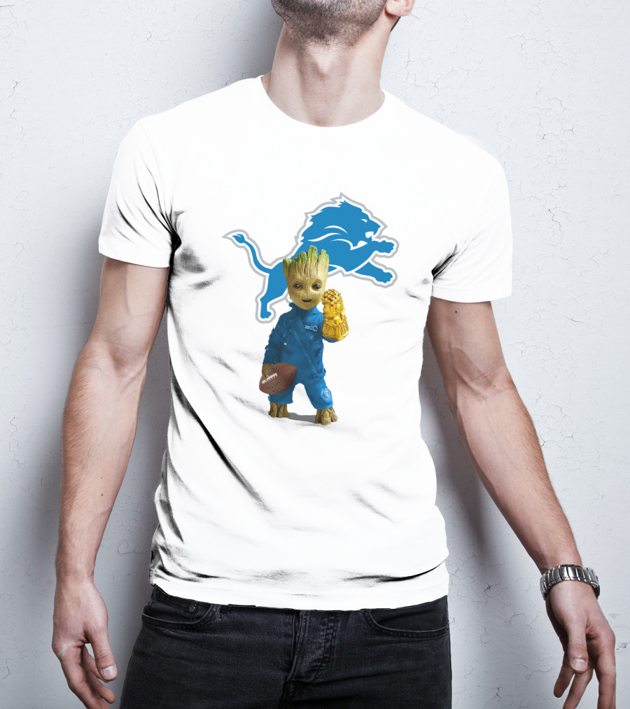 Detroit Lions Groot Avengers Football Mashup T-Shirt