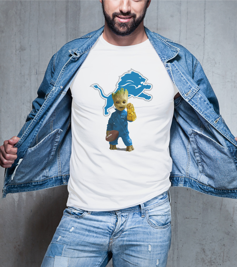 Detroit Lions Groot Avengers Football Mashup T-Shirt