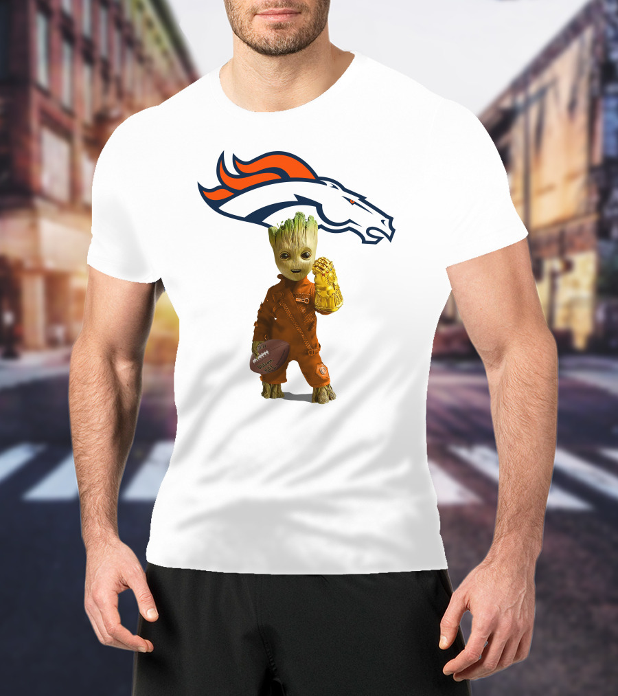 Denver Broncos Groot Infinity Gauntlet Football Fan T-Shirt