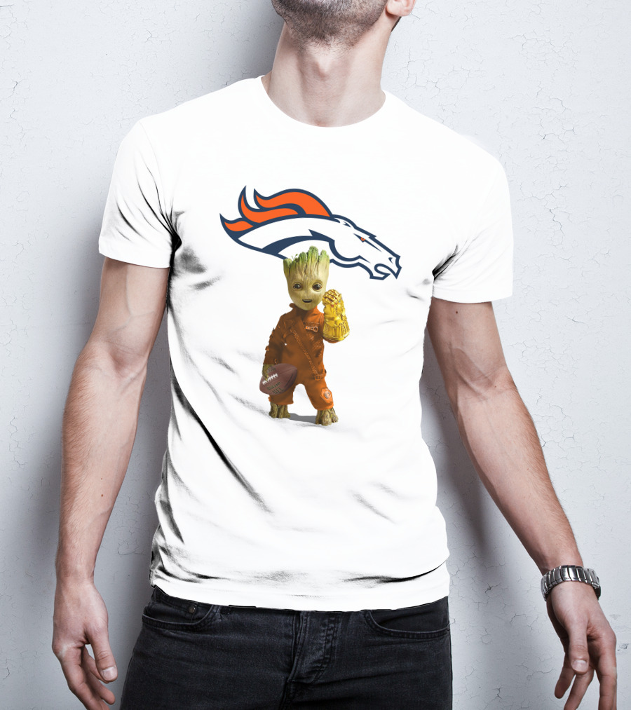 Denver Broncos Groot Infinity Gauntlet Football Fan T-Shirt