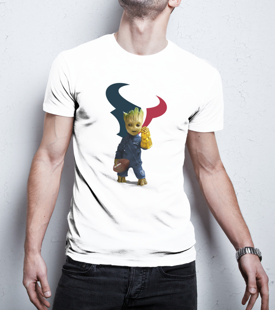Houston Texans Groot Football Infinity Gauntlet T-Shirt