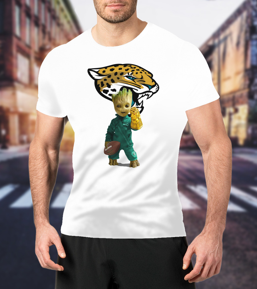 Jacksonville Jaguars Groot Football Infinity Gauntlet T-Shirt