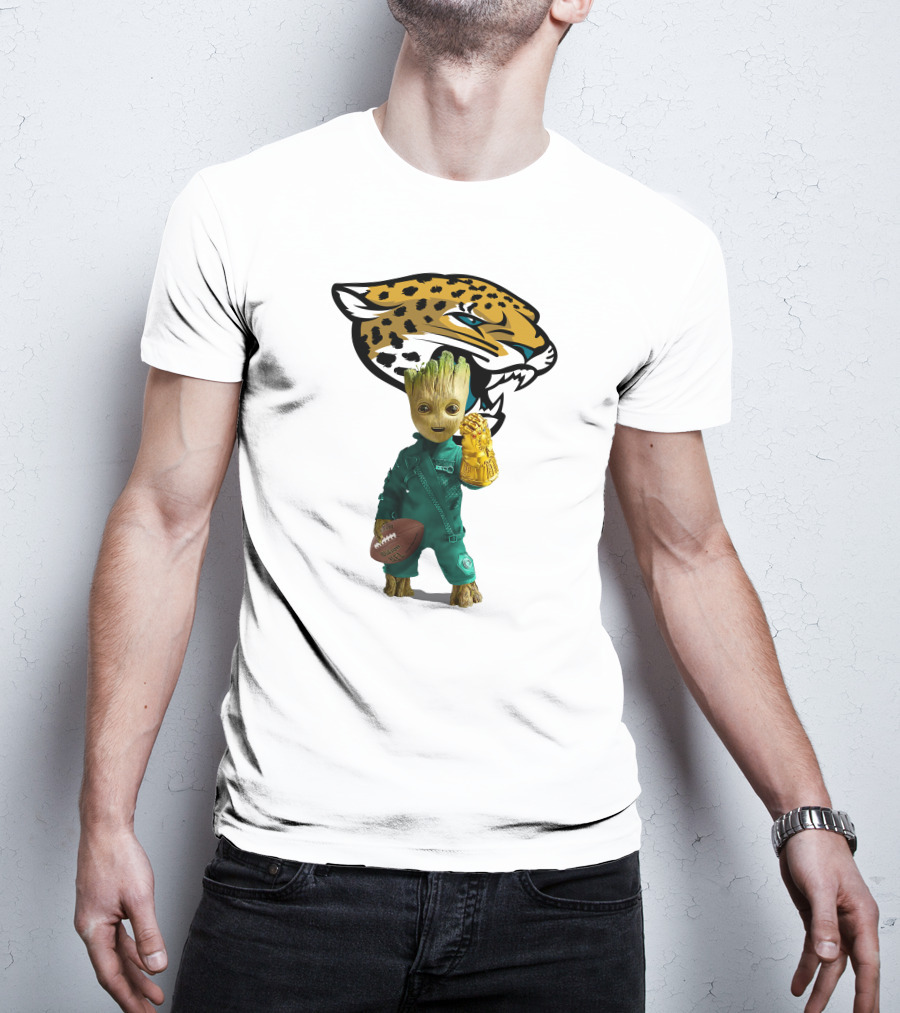 Jacksonville Jaguars Groot Football Infinity Gauntlet T-Shirt