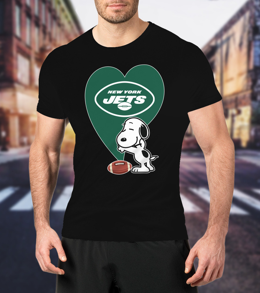 New York Jets Football Heart Snoopy Hug T-Shirt