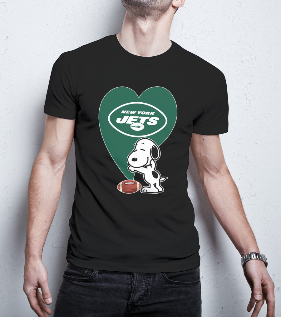 New York Jets Football Heart Snoopy Hug T-Shirt