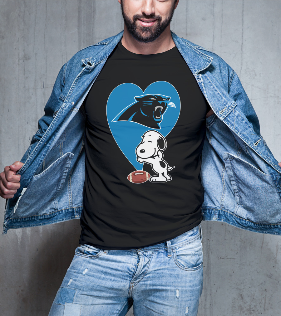 Carolina Panthers Snoopy Football Heart Hug T-Shirt