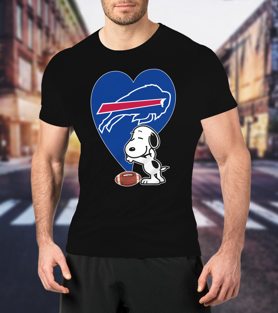 Buffalo Bills Snoopy Hug Heart Football T-Shirt