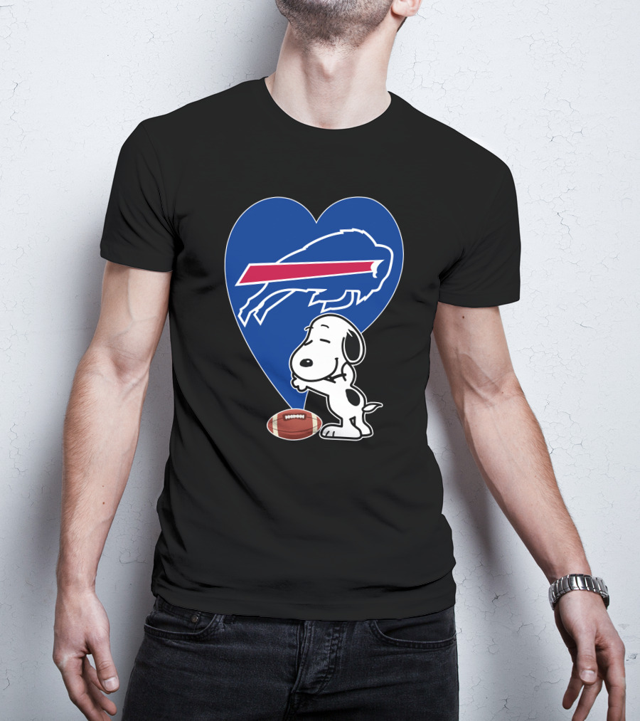 Buffalo Bills Snoopy Hug Heart Football T-Shirt