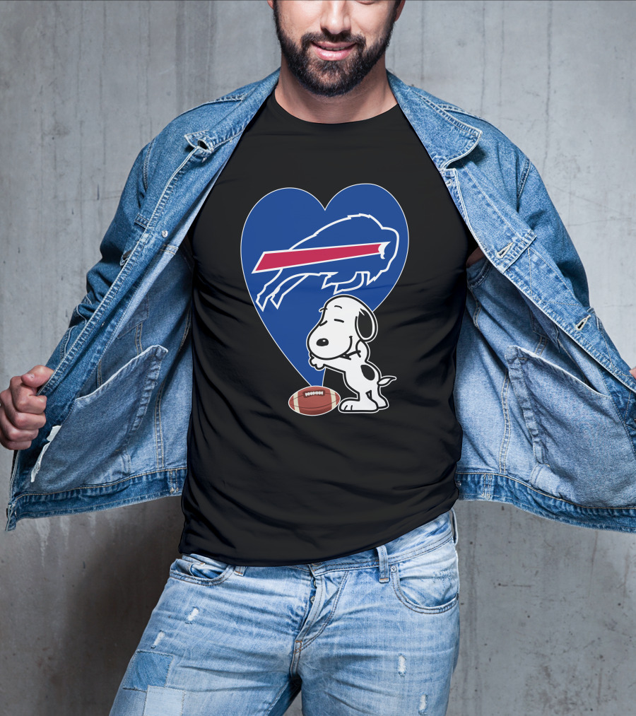 Buffalo Bills Snoopy Hug Heart Football T-Shirt