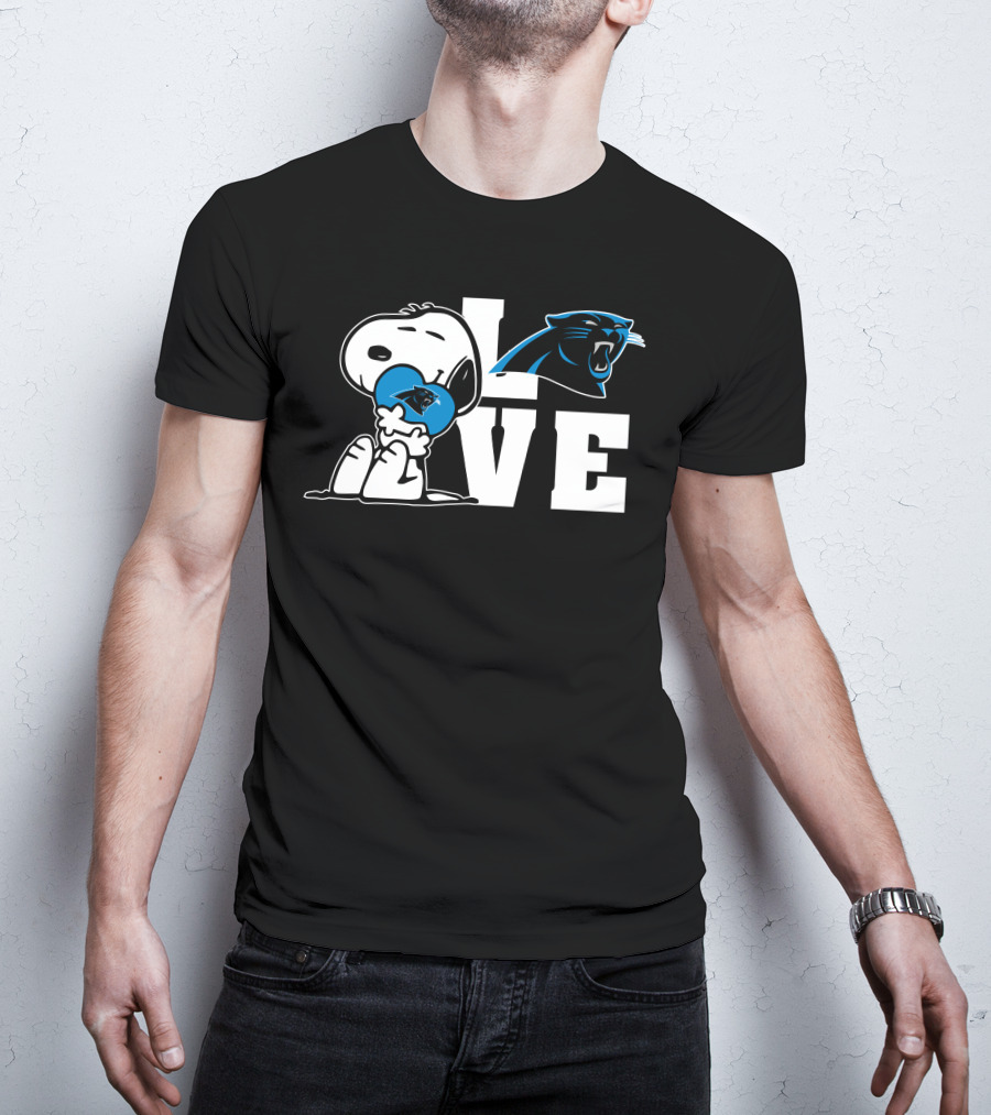 Snoopy Love Carolina Panthers Logo Peanuts NFL Football T-Shirt