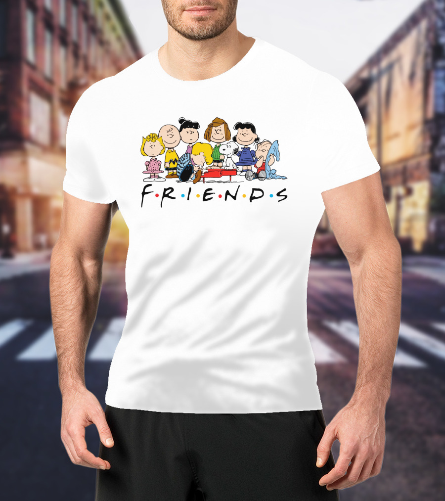 Friends Snoopy Peanuts Characters With Charlie Brown And Friends Text T-Shirt