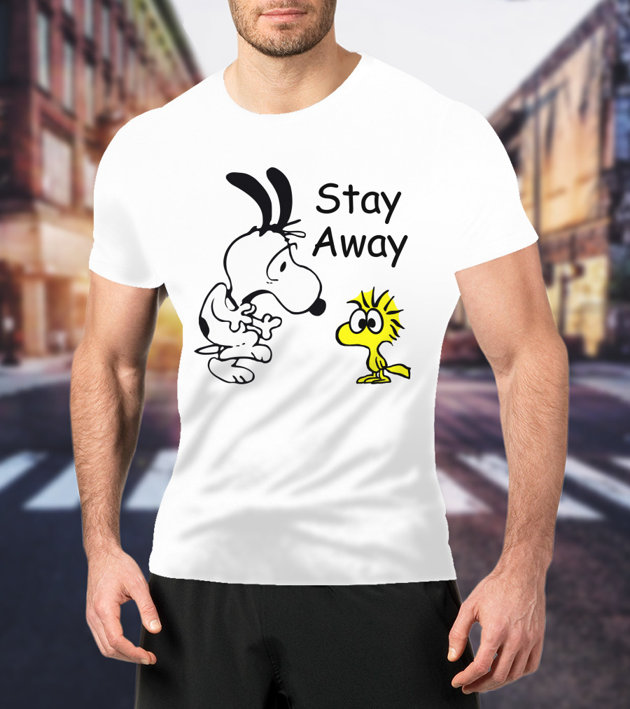 Stay Away Snoopy And Woodstock Confrontation T-Shirt