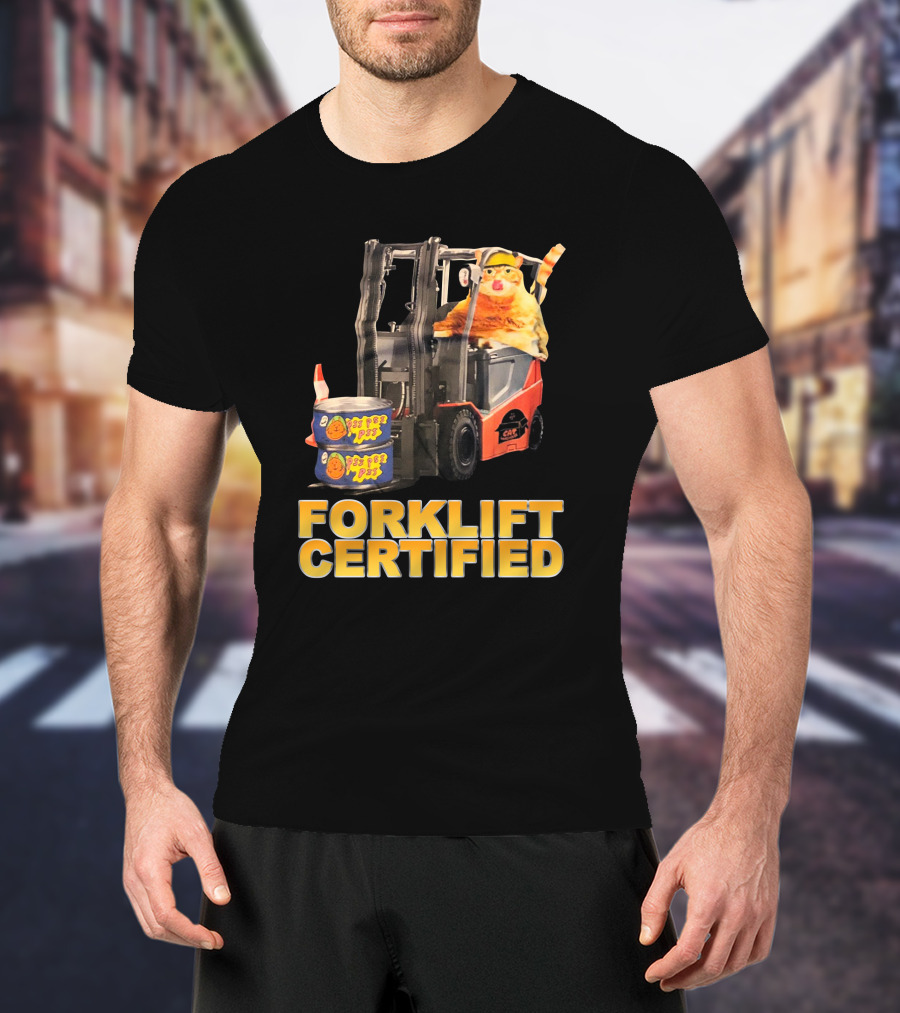 Forklift Certified Cat With Chef Pepe Soup Cans T-Shirt