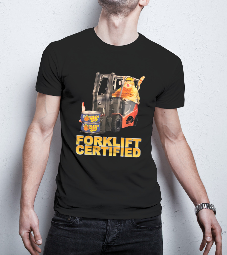 Forklift Certified Cat With Chef Pepe Soup Cans T-Shirt
