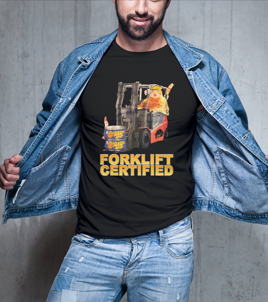 Forklift Certified Cat With Chef Pepe Soup Cans T-Shirt