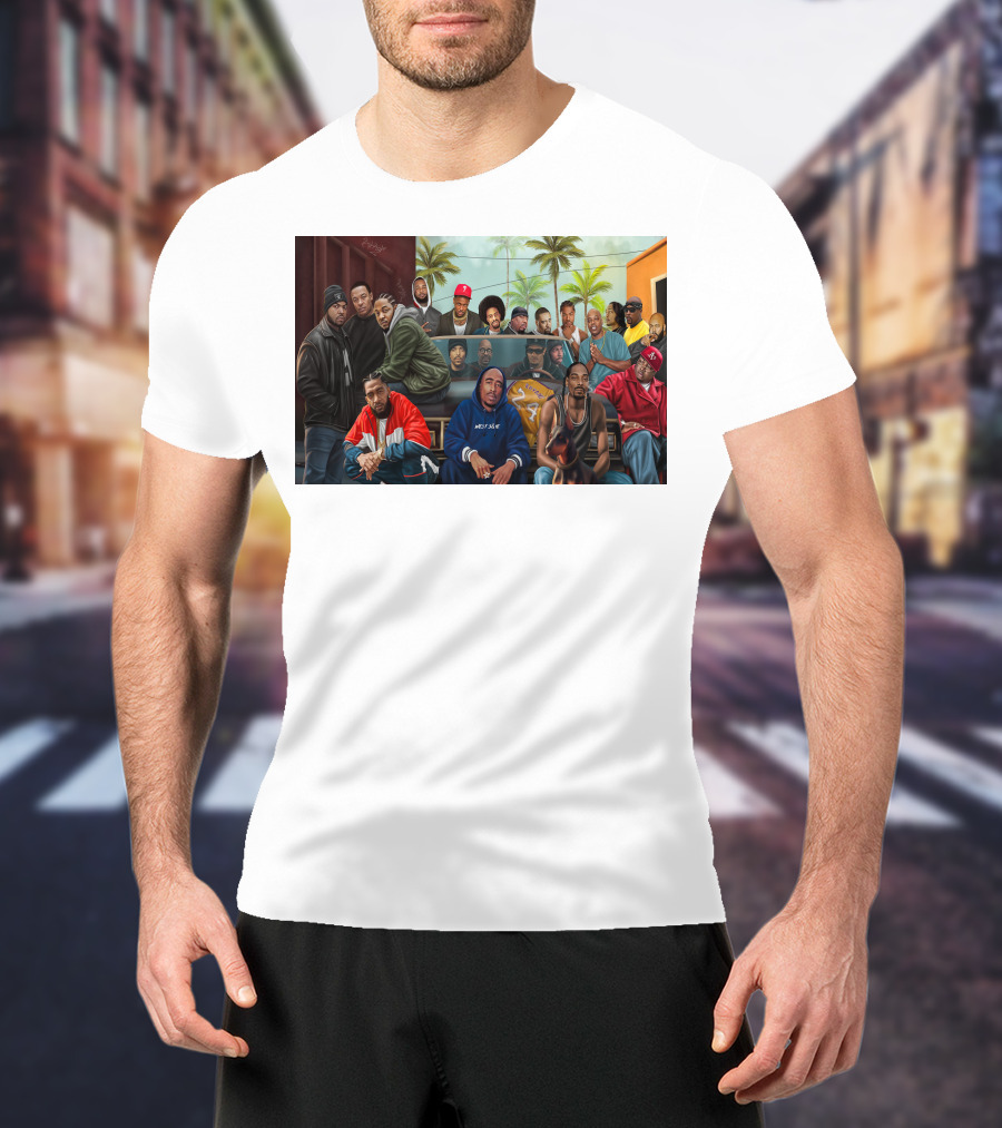 WCHH Hip Hop Legends Collage Icons In Urban Street Scene T-Shirt