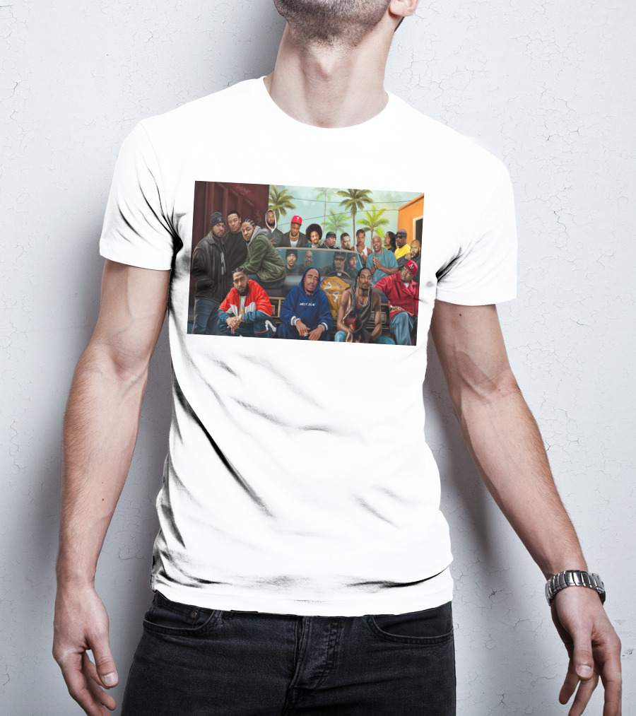 WCHH Hip Hop Legends Collage Icons In Urban Street Scene T-Shirt