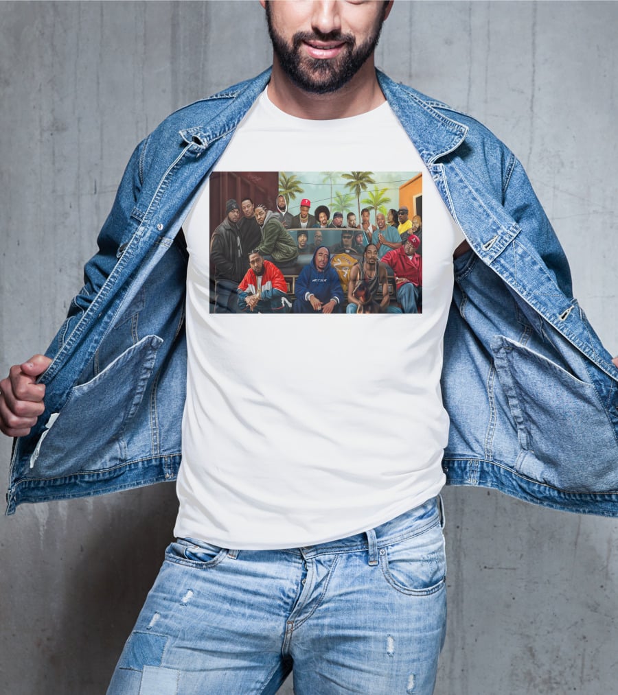 WCHH Hip Hop Legends Collage Icons In Urban Street Scene T-Shirt