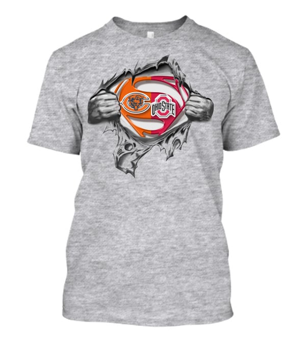 Chicago Bears Ohio State Buckeyes Superman Logo Tear T-Shirt
