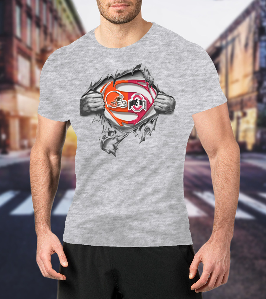 Cleveland Browns Ohio State Buckeyes Superman Logo Mashup T-Shirt