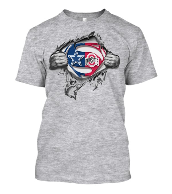 Dallas Cowboys Ohio State Buckeyes Superman Logo Combination T-Shirt