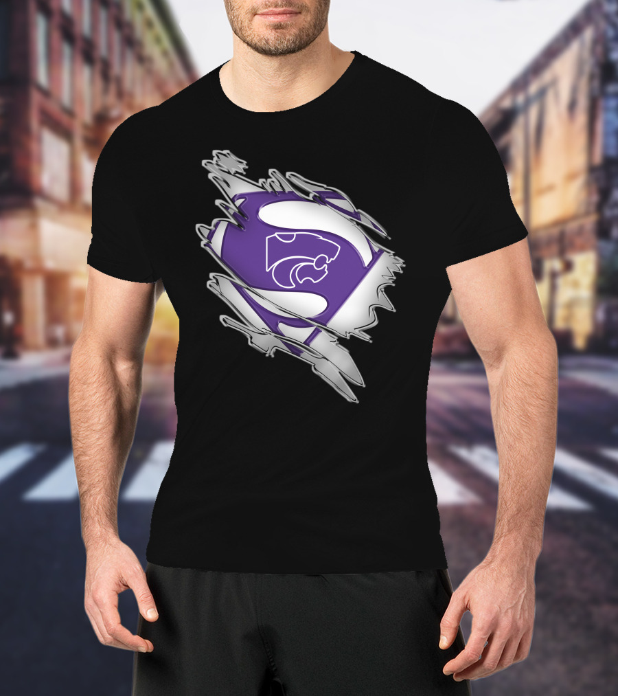 Kansas State Wildcats Superman Logo Scratch Effect T-Shirt