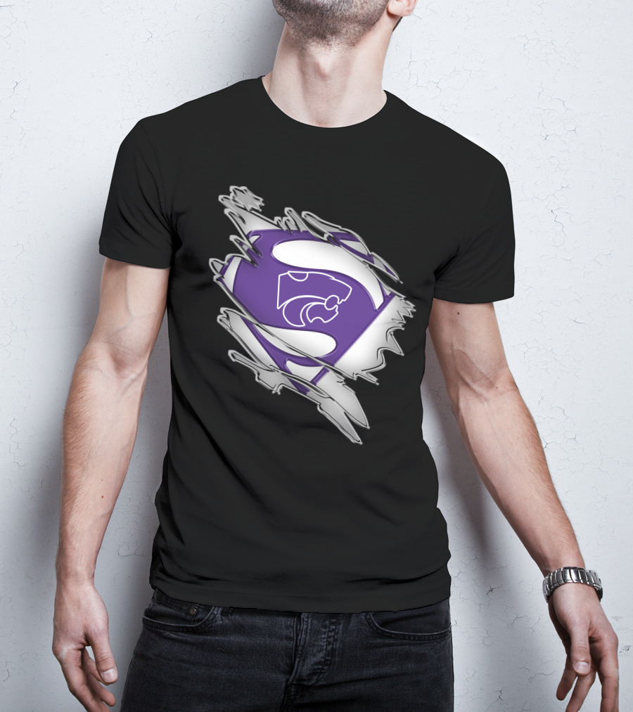 Kansas State Wildcats Superman Logo Scratch Effect T-Shirt
