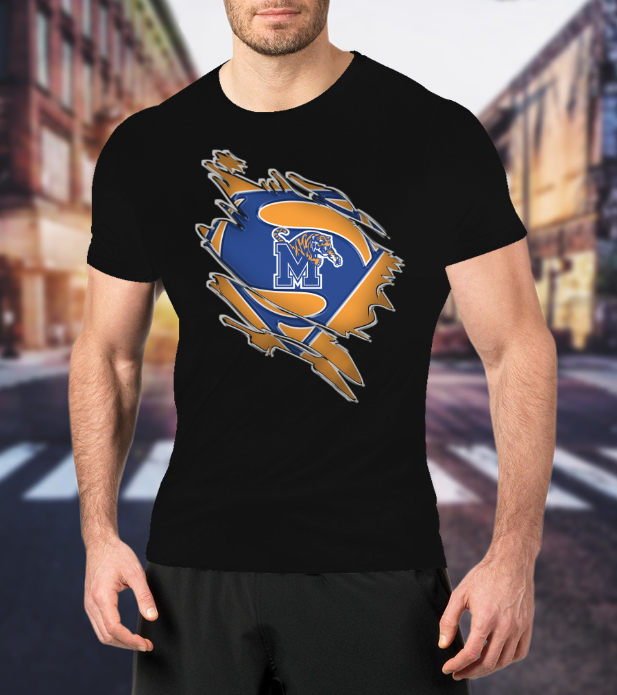 Memphis Tigers Superman Logo Rip T-Shirt
