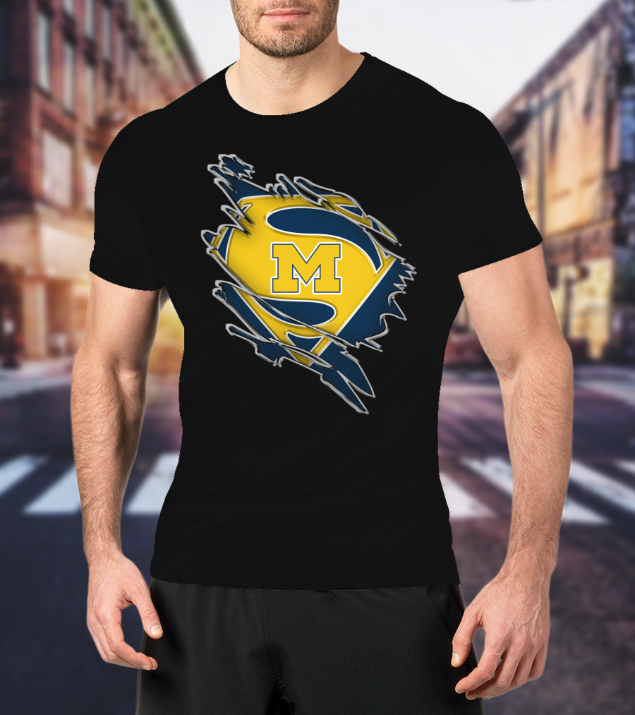 Michigan Wolverines Superman Logo Combination T-Shirt