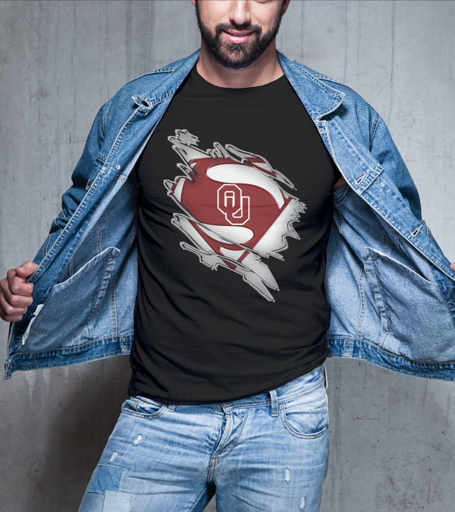 Oklahoma Sooners Superman OU Logo Emblem T-Shirt