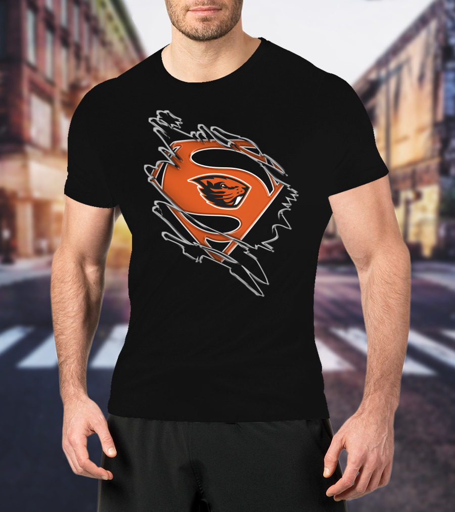 Oregon State Beavers Superman Logo Rip T-Shirt