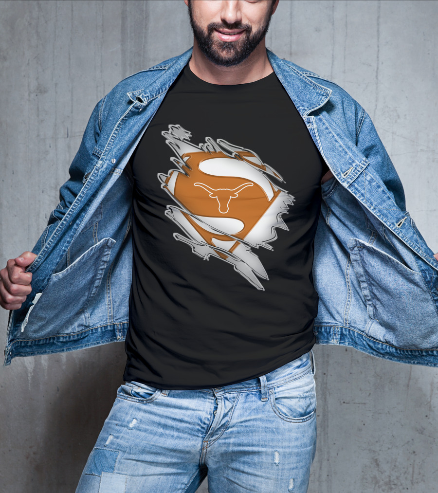 Texas Longhorns Superman Logo Rip T-Shirt