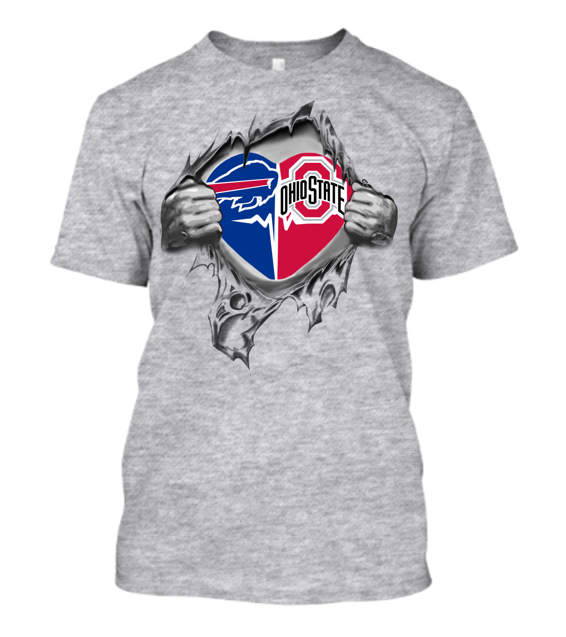 Buffalo Bills Ohio State Buckeyes Heart Logo Ripped T-Shirt